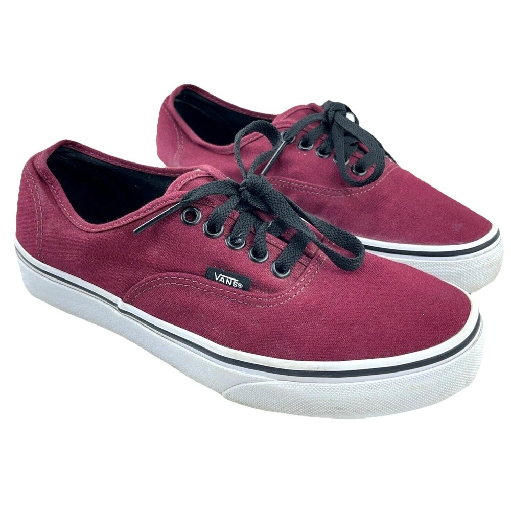 Vans Sk8 Low Skate Shoe Men 7.5‎ Women 9 Maroon White Canvas Sneaker Adult